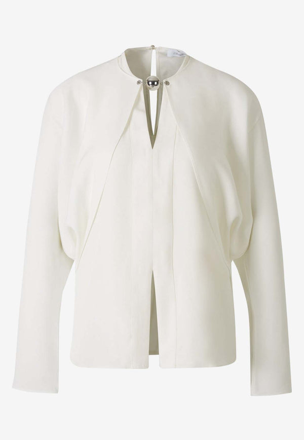 Paco Rabanne Bead-Embellished Long-Sleeved Blouse White 24SCTO694AC0069WHITE