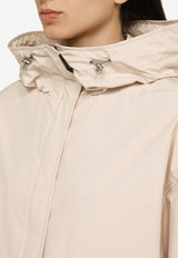 Parajumpers Hailee Hooded Jacket in Tech Fabric 24SMPWJKBS32PL/O_PARA-0559 Ecru