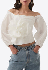 Aje Parallels Off-Shoulder Spiral Top White 24SS1327WHITE