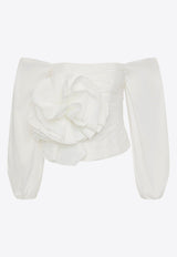 Aje Parallels Off-Shoulder Spiral Top White 24SS1327WHITE