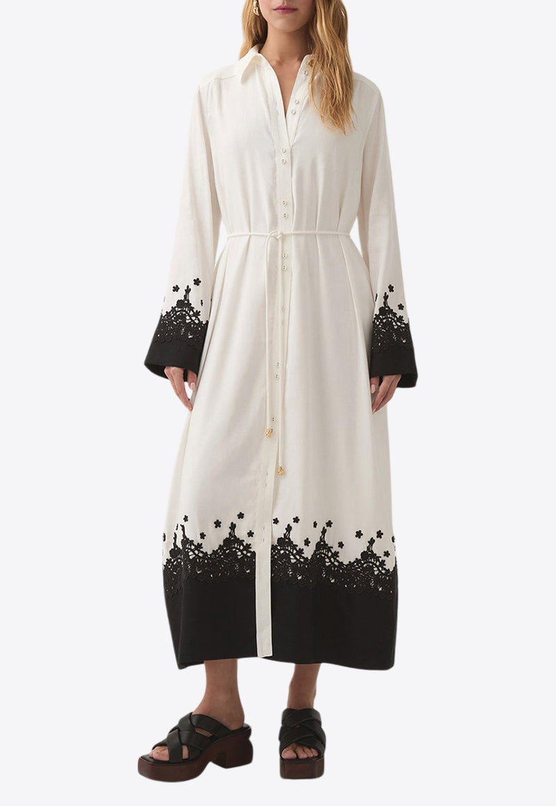 Aje Charmer Lace Midi Shirt Dress White 24SS5266BLACK MULTI