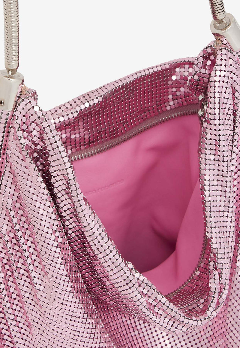 Paco Rabanne Chainmail Metallic Mesh Shoulder Bag Pink 24SSS0372MET501PINK