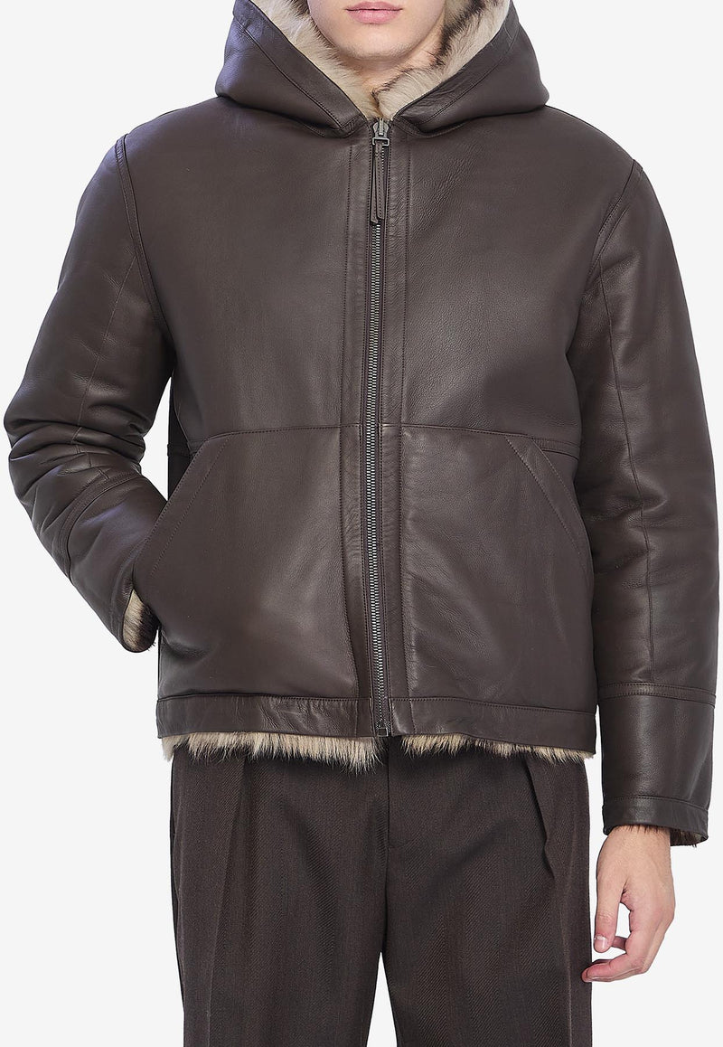 Yves Salomon Zip-Up Lamb Fur Coat Brown 24WUV60368-TOFU-B3232