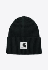 Logo-Patched Ribbed Beanie