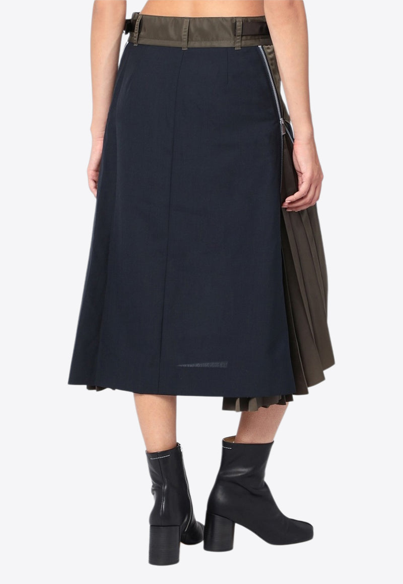 Sacai Wool-Blend Midi Paneled Skirt Blue 25-07949PL_SACAI-233