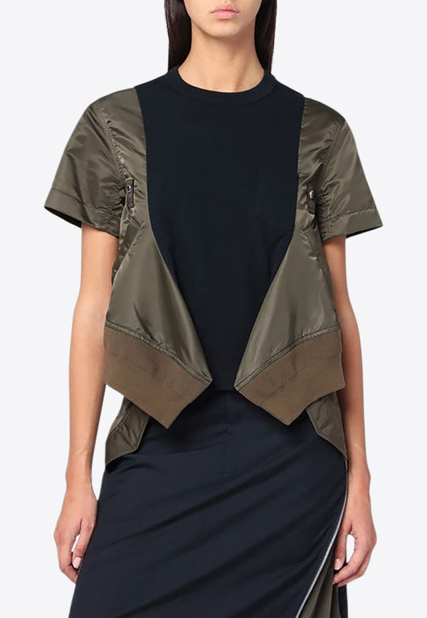 Sacai Jacket-Style Crewneck T-shirt Green 25-07998CO_SACAI-532