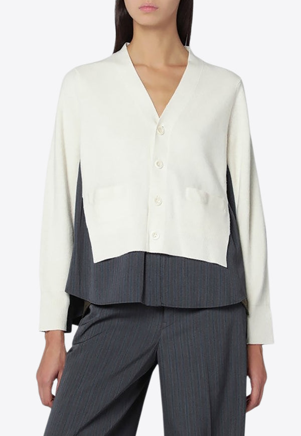 Sacai Wool Pinstriped Cardigan White 25-08124WO/R_SACAI-156