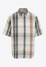 قميص روسلين قصير الأكمام بنقشة مربعات