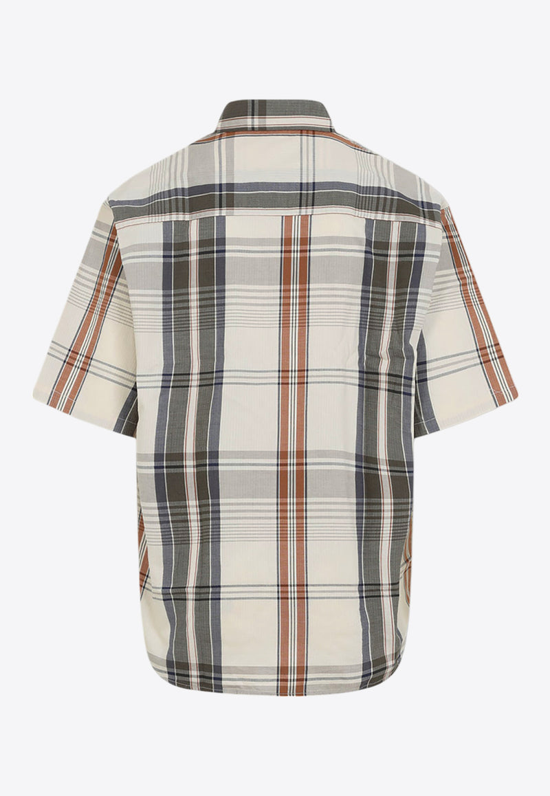 قميص روسلين قصير الأكمام بنقشة مربعات