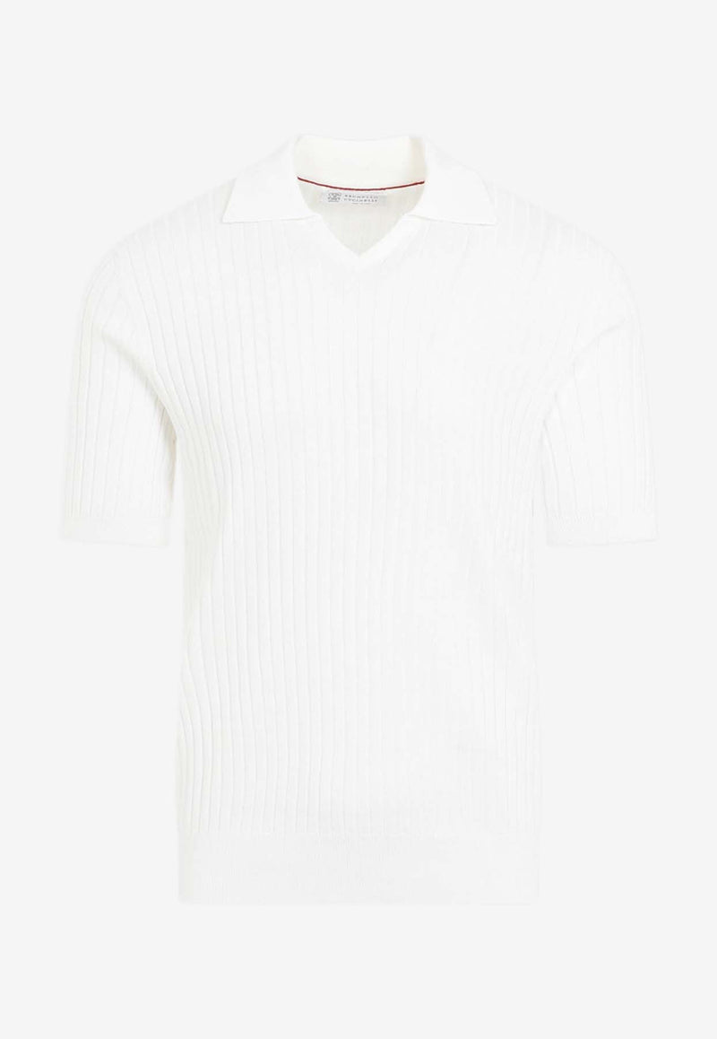 Ribbed Short-Sleeved Polo T-shirt