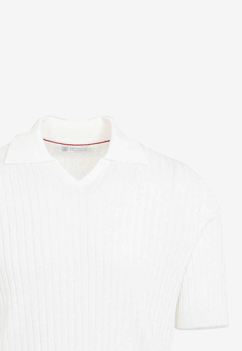 Ribbed Short-Sleeved Polo T-shirt