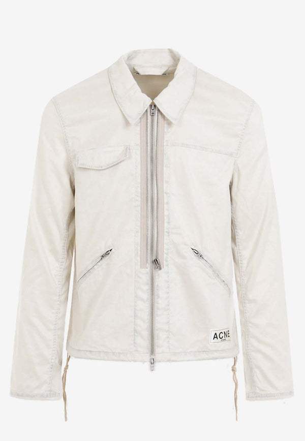 Washed-Out Zip-Up Overshirt