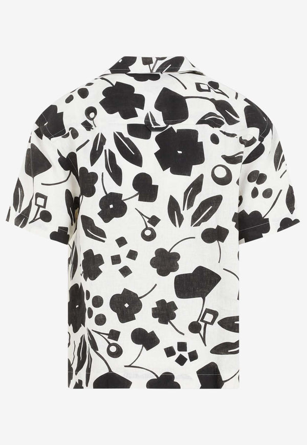 Graphic-Pattern Linen Shirt