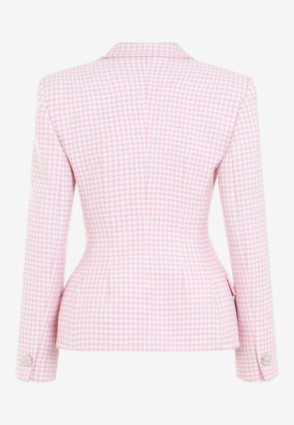 Checkered Single-Breasted Blazer in Wool