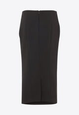 Wool Midi Pencil Skirt