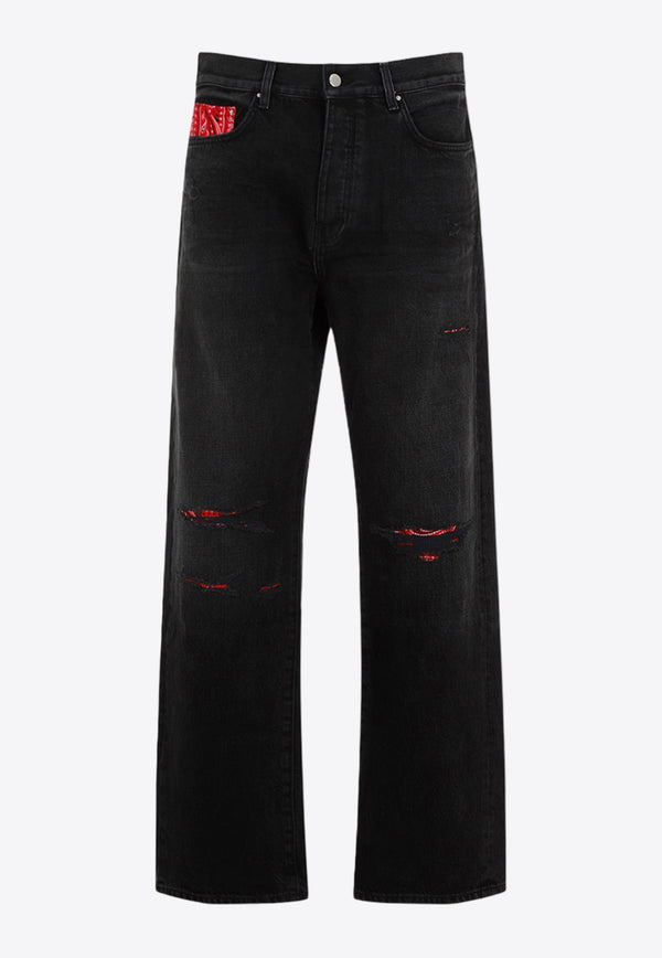 Bandana Repair Straight Jeans