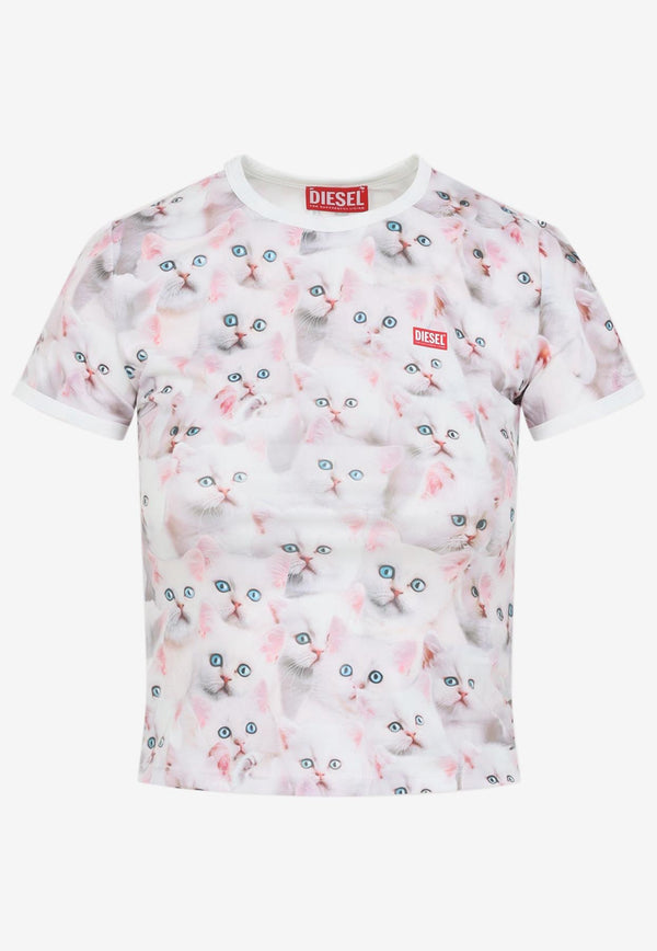 T-unclau Cat Print T-shirt