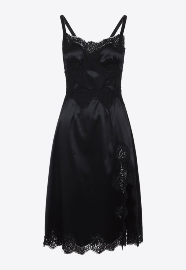 Lace-Insert Knee-Length Dress