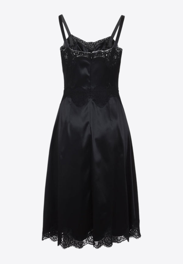 Lace-Insert Knee-Length Dress