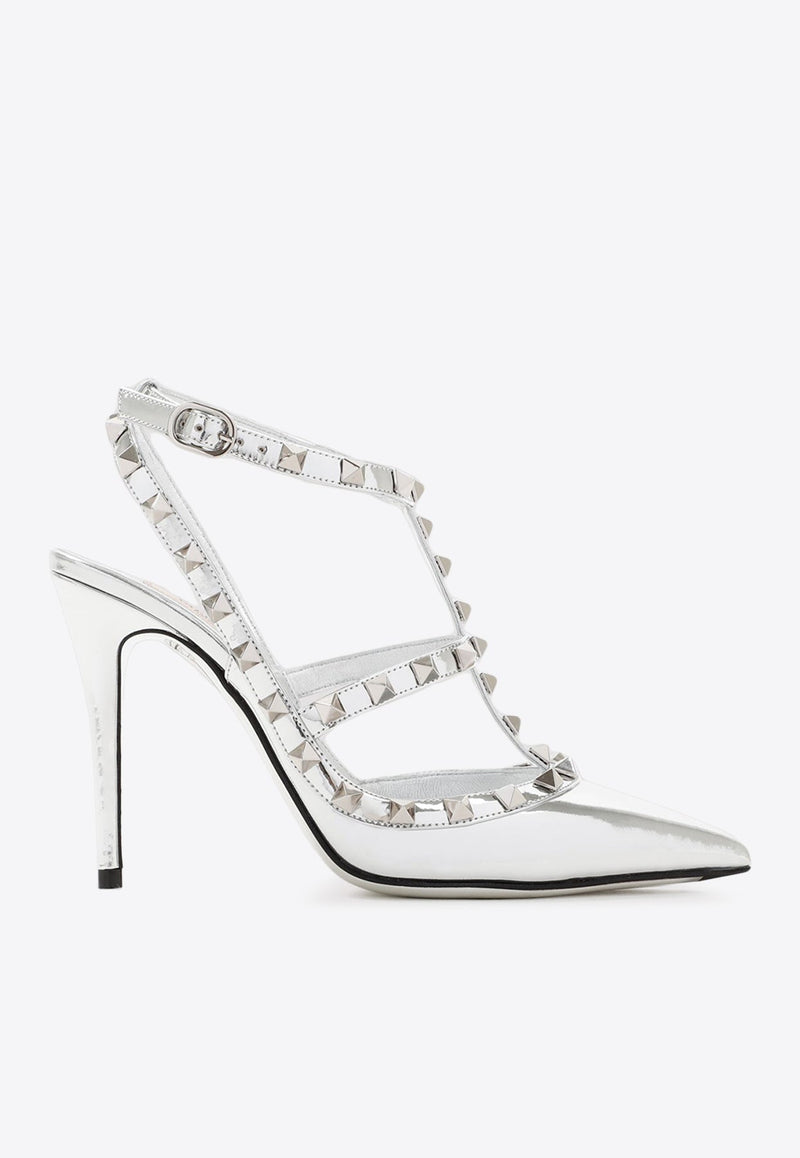 Valentino Rockstud 100 Mirror Leather Pumps Silver 3W2S0393WRP S13