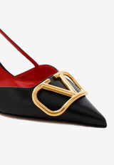 80 VLogo Leather Slingback Pumps