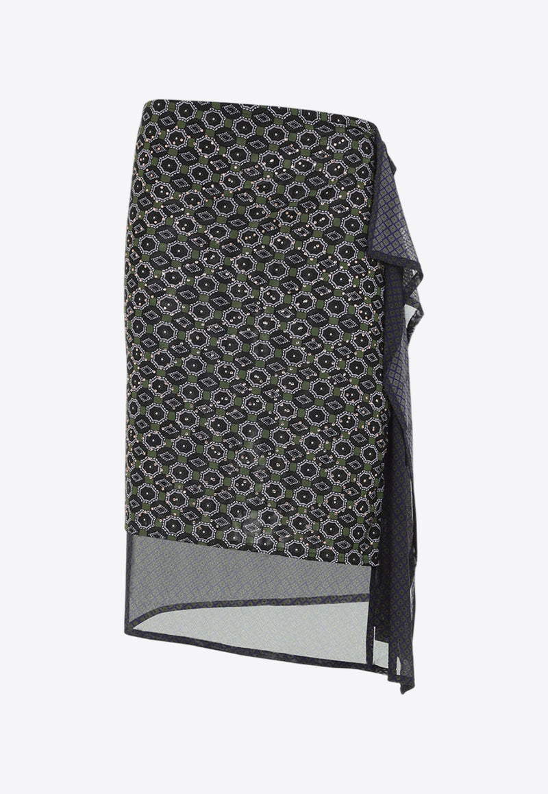 Tie-Print Midi Skirt