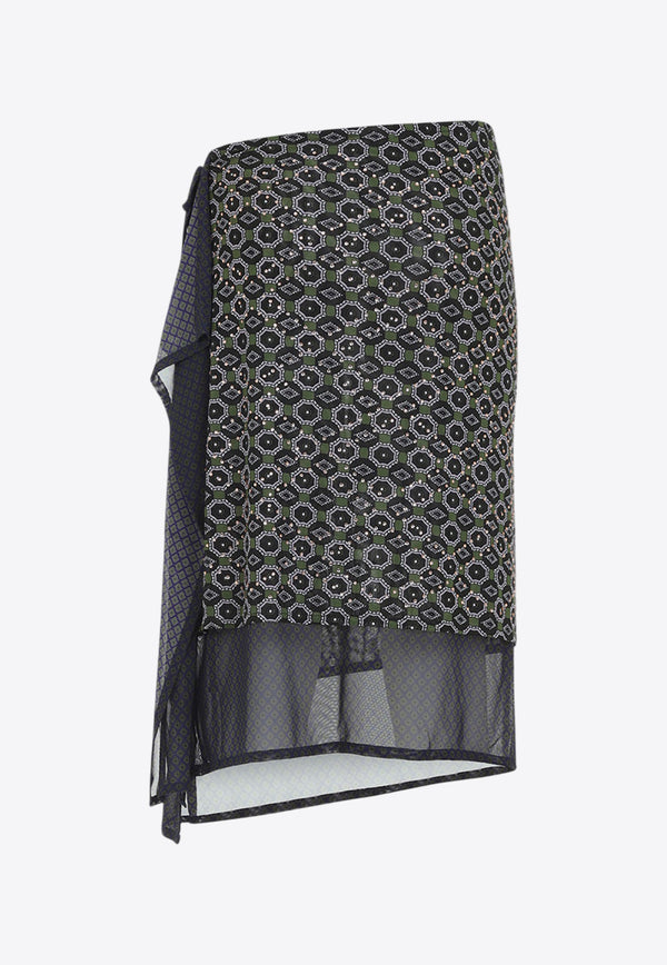 Tie-Print Midi Skirt