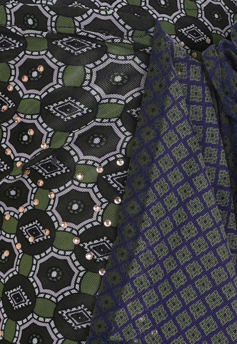 Tie-Print Midi Skirt