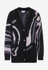 Marmo Print Intarsia Wool Cardigan