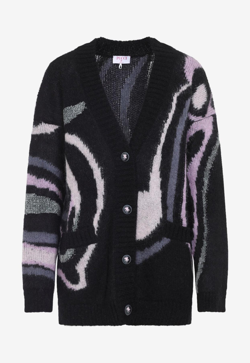Marmo Print Intarsia Wool Cardigan