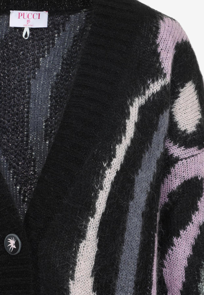 Marmo Print Intarsia Wool Cardigan