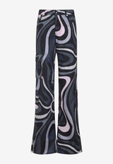 Marmo Print Cargo Flared Pants