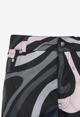 Marmo Print Cargo Flared Pants