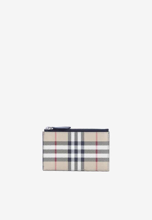 Alwyn Checked Leather Zipped Cardholder