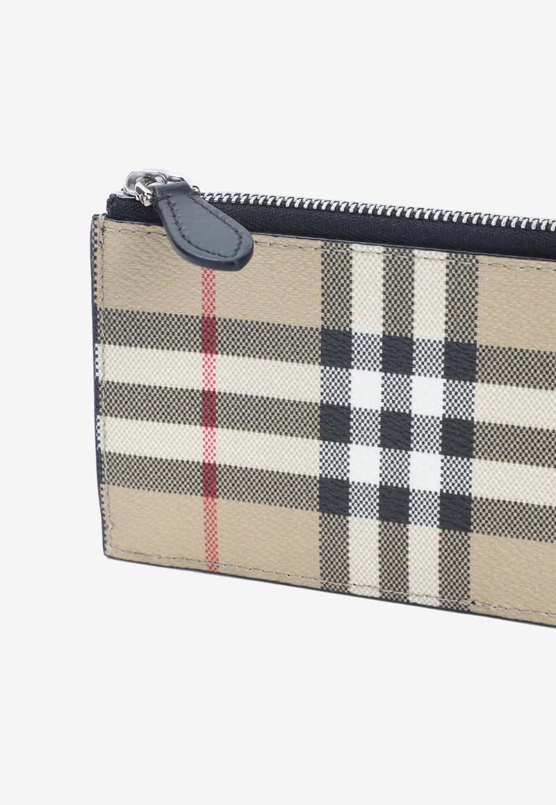 Alwyn Checked Leather Zipped Cardholder