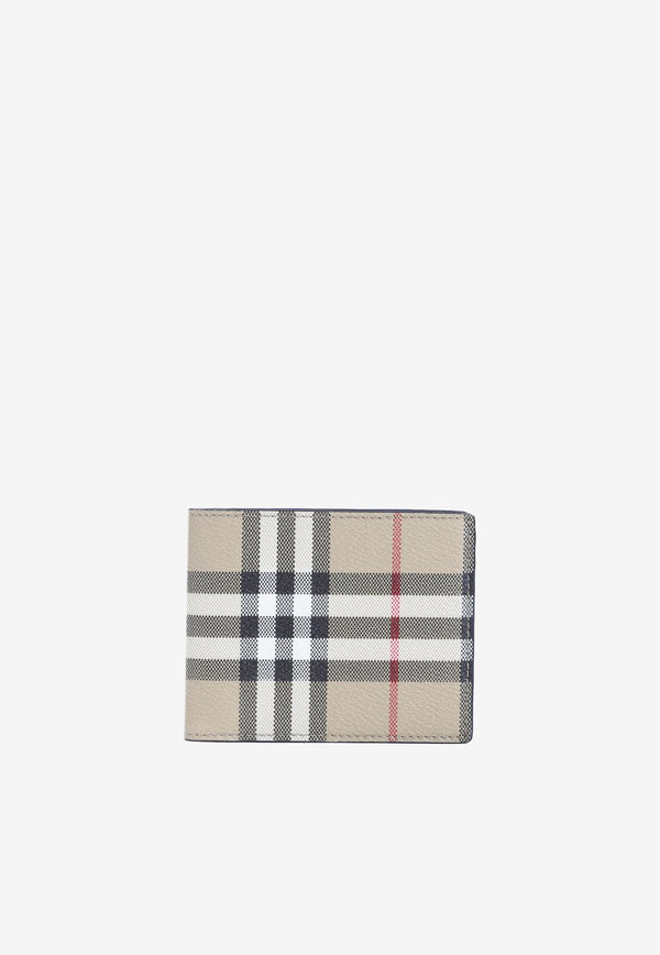 Bi-Fold Check Leather Wallet