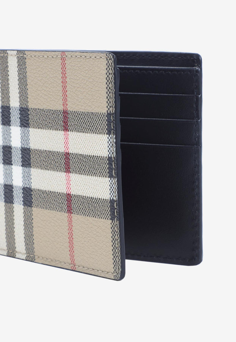 Bi-Fold Check Leather Wallet