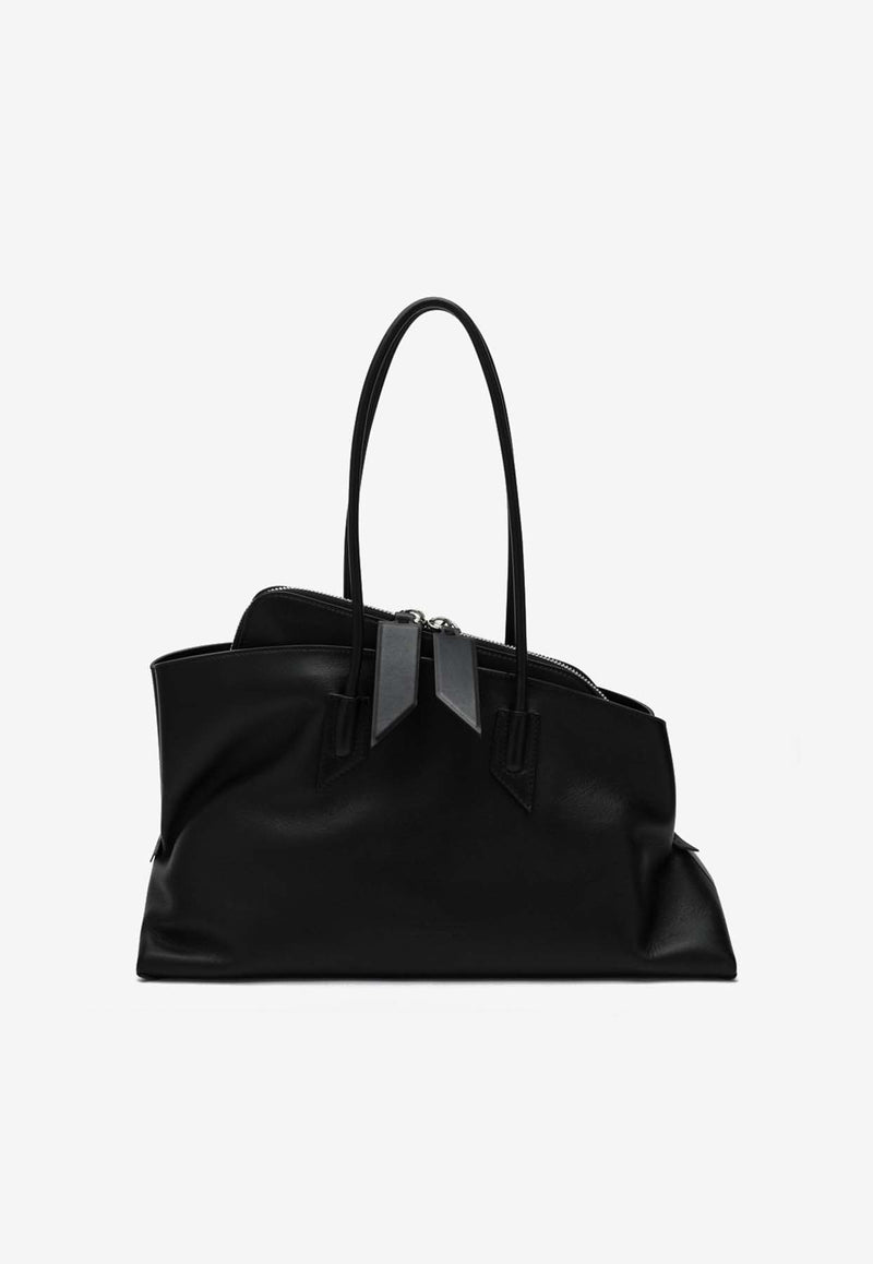 The Attico Medium La Passeggiata Calf Leather Shoulder Bag Black 250WAH00054LBT019A/Q_ATTIC-100