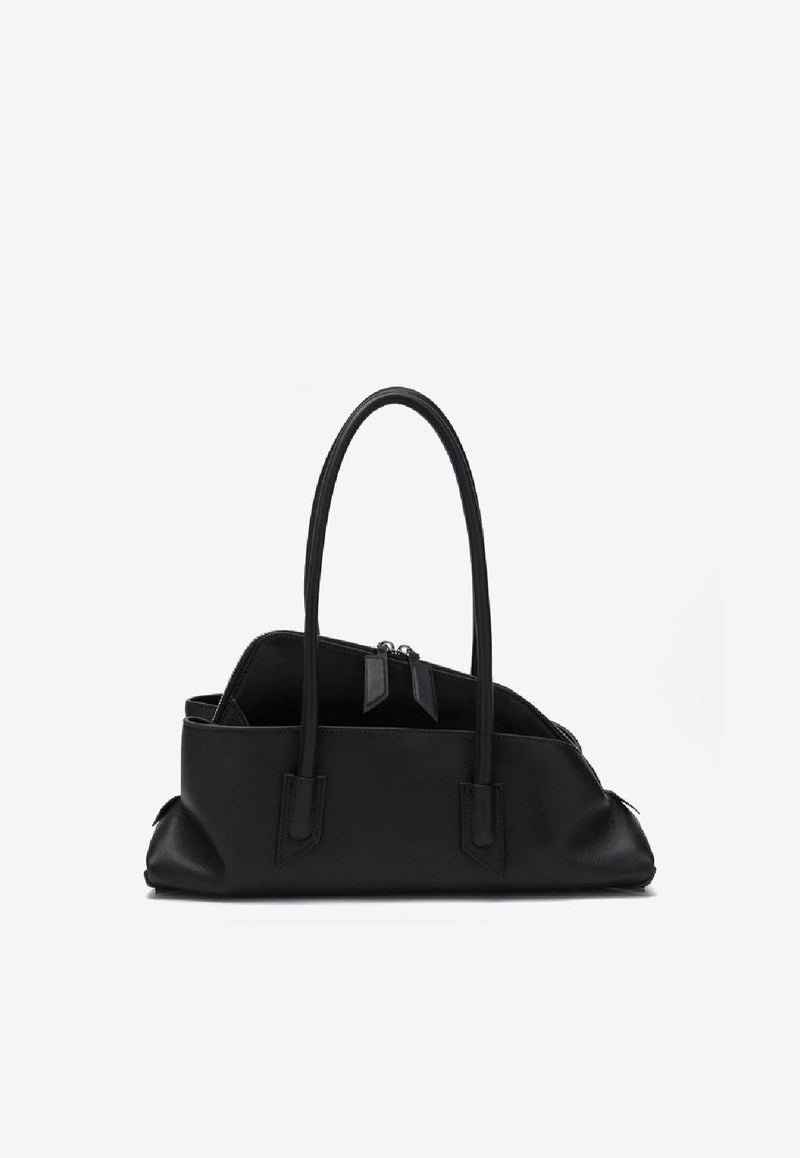 The Attico Small La Passeggiata Leather Shoulder Bag Black 250WAH00058LBT019A/S_ATTIC-100