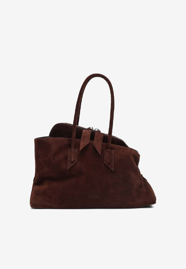 The Attico Medium La Passeggiata Suede Shoulder Bag Chocolate 250WAH0005LBT007AA/S_ATTIC-850