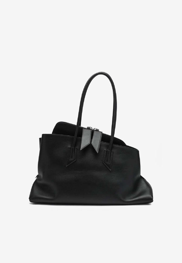The Attico Medium La Passeggiata Leather Shoulder Bag Black 250WAH0005LBT019AA/S_ATTIC-100