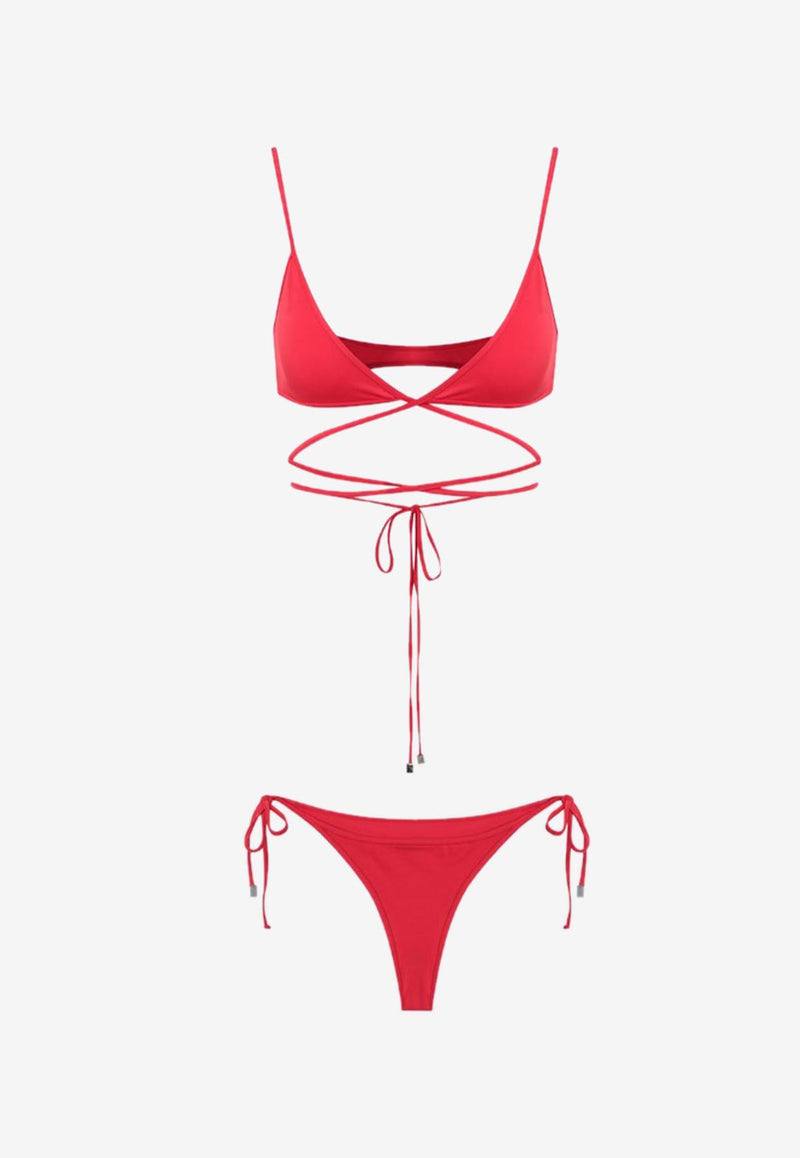 The Attico Triangle Wraparound Tie Bikini Red 250WBC00009PAA094A/Q_ATTIC-010