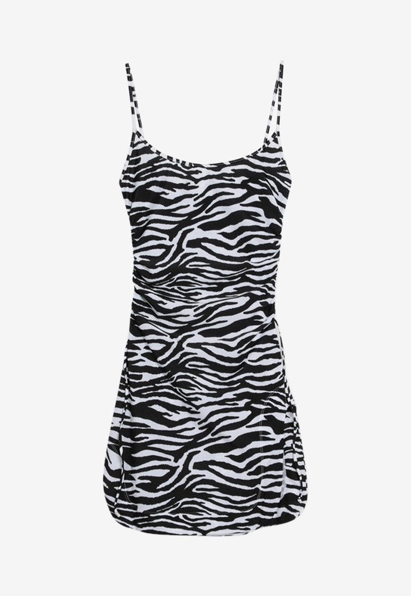 The Attico  Zebra Print Cover-Up Mini Dress Monochrome 250WCA00405PAA014P/Q_ATTIC-020
