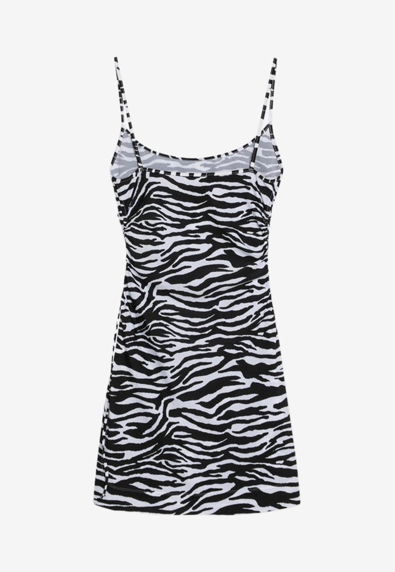 The Attico  Zebra Print Cover-Up Mini Dress Monochrome 250WCA00405PAA014P/Q_ATTIC-020