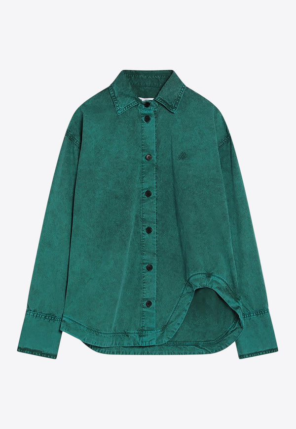 The Attico Oversized Asymmetrical Buttoned Shirt Green 250WCB00074DDC098A/Q_ATTIC-017