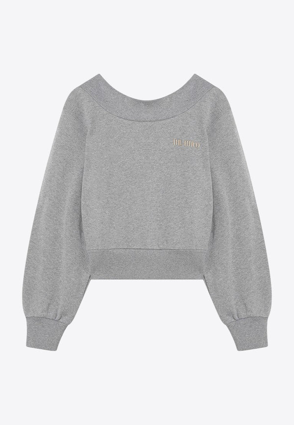 The Attico Cut-Out Cropped Sweatshirt Gray 250WCF00020JJF007A/Q_ATTIC-876