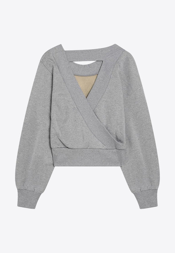The Attico Cut-Out Cropped Sweatshirt Gray 250WCF00020JJF007A/Q_ATTIC-876