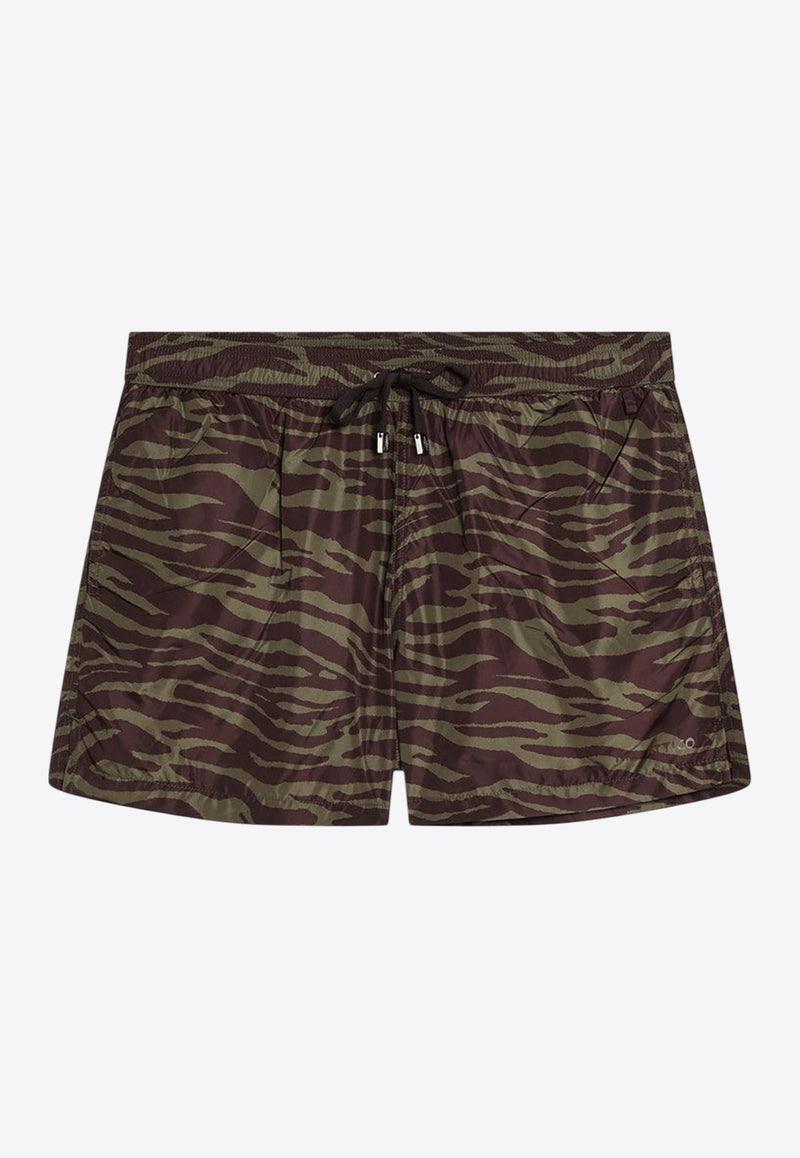 The Attico Zebra Print Mini Shorts Khaki 250WCQ00008PLL004P/Q_ATTIC-997