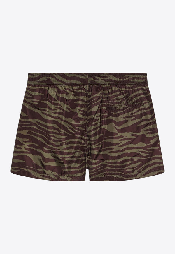 The Attico Zebra Print Mini Shorts Khaki 250WCQ00008PLL004P/Q_ATTIC-997
