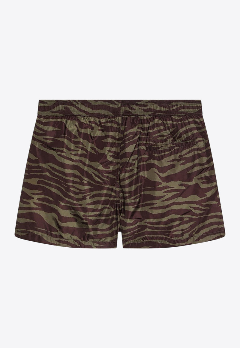 The Attico Zebra Print Mini Shorts Khaki 250WCQ00008PLL004P/Q_ATTIC-997